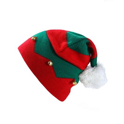 China Halloween Cute Creative Gift Kids 1-6 Wool Hat Christmas Striped Knitted Wool Hat With Fur Ball Bells for sale