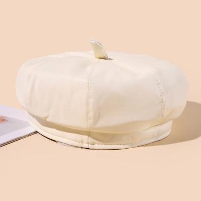 China Hot Sale 2021 Dome All-match Striped Summer Without Eaves Satin Monochromatic Stall Female Beret Hat for sale