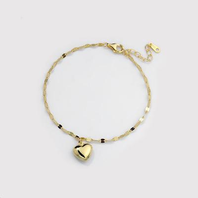 China 2021 Heart Adjustable 925 Sterling Silver Charm Mouth Chain Bracelets TRENDY 18K Gold Plated Women Bracelet for sale