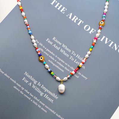 China FASHIONABLE chain Miyuki Seed Beads Necklace Handmade Multicolor Gold Bohemia BOHO eyes real baroque freshwater pearl necklace necklace for sale