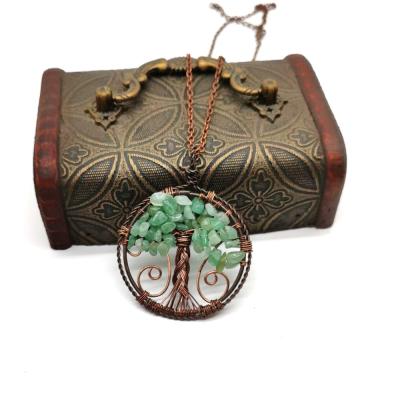 China Stone Crystal Tree of Life Fortune Necklace Charm Natural Stone Necklace Vintage Necklace Jewelry for sale