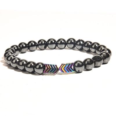 China FASHION Healing Energy Beads Stretch Bracelet Health Care Arrow Elastic 8mm Hematite Magnetic Beads Bracelet for sale