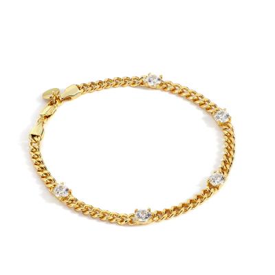 China FASHIONABLE Miami Cuabn 18k Gold Plated Chain Iced Out Diamond Zircon CZ Anklet Cuban Link Bracelet for sale