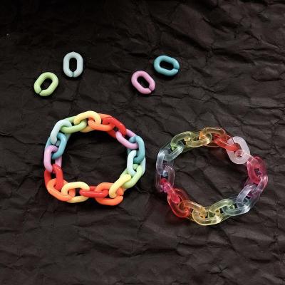 China FASHIONABLE hips hop thick chain bracelet female clear transparent plastic plastic resin colorful acrylic bracelet for sale