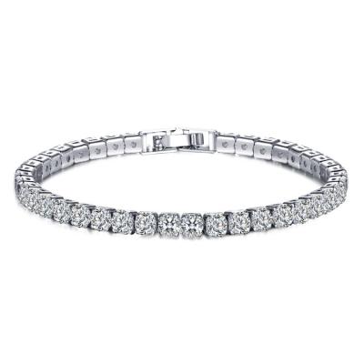 China Classic Hiphop Design Platinum Plated Full Diamond Italian Iced Out Cubic Zircon Tennis Bracelet Rhinestone CZ Bracelet for sale