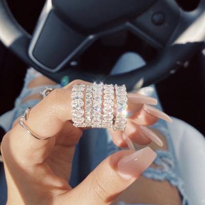 China FASHIONABLE Bling High Quality Full Diamond Zircon Ring Clear CZ Micro Paved Zircon Ring For Women Crystal Iced Out Ring Wedding for sale