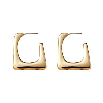 China New FASHIONABLE Female nc style metal stiletto earrings design 18K silver gold plated square stud earring for sale