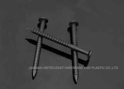 China Black 3 Inch Carbon Steel Nails , Sharp Diamond Point Deformed Shank Nails for sale