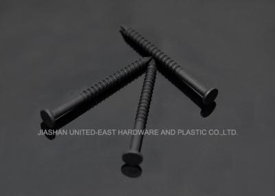 China 5” Flat Head Strong Grip Annular Ring Shank Nails Rust Proof Black Coated Diamond Point for sale