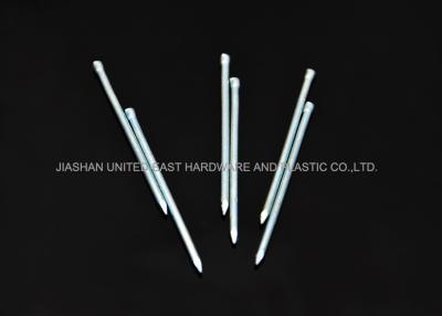 China Diamond Point Galvanized Finish Nails , Straight Shank Headless Pin Nails Silver White for sale