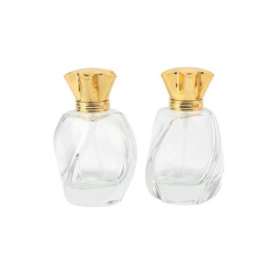 China Wholesale Hot Recyclable 100ml Glass Perfume Bottle With Cover Gold Five-pointed Plastic Bayonet Star Glass Perfume Bottle for sale