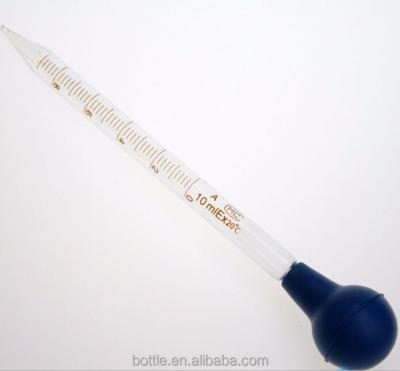 China 10ml Cosmetic Glass Dropper Graduated Pipette With Rubber Bulb for sale