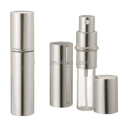 China Silver Aluminum Perfume 5ml 8ml 10ml 12ml Travel Size Refillable Perfume Spray Bottle for sale