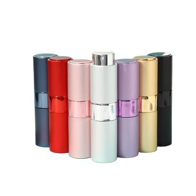 China Recyclable Spinning Perfume Glass Aluminum Coating Bottles Metal Tube Spray Screw Cap Dispensing Bottles Dispensing Small Sample Bottles 15ML for sale