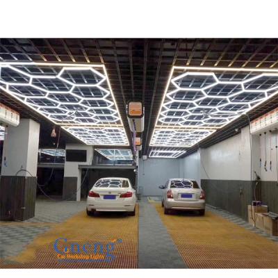 China USA popular car shop detailing lights honeycomb design and professional led workshop light garage hexagon lighting for sale