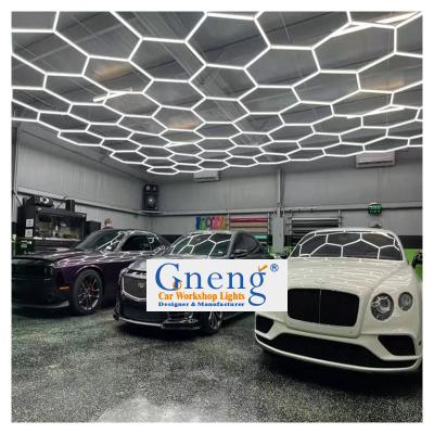 China Warehouse Gonengo Factory Direct Sale Transform Your Garage DIY Installed Shops Ceiling Hexagon LED Light Hexagon Retail Lighting Systems for sale