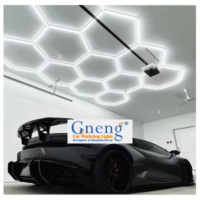 China Warehouse NEW Trend Long Time Durability Car Wraps Hexagonal Color Match Car Maintenance Hexagrid Ceiling LED Inspection Working Lights for sale