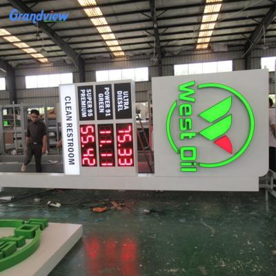 China Outdoor Advertising Gas Station Lighting Pylon Free Standing Sign With Petrol Prices Gas Pumb Name Board for sale