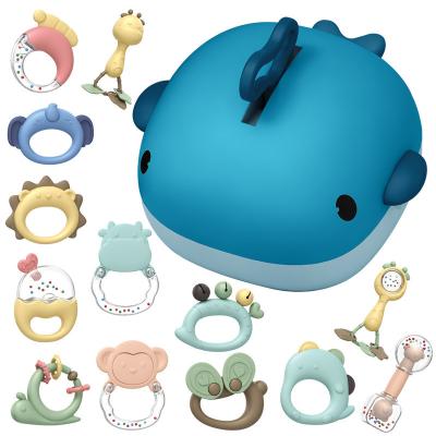 China 0-36months Rattles Baby Toys Silicone Baby Teether Rattles Toy Storage Box Baby Rattles Can Be Boiled Whale and Teethers Toy for sale