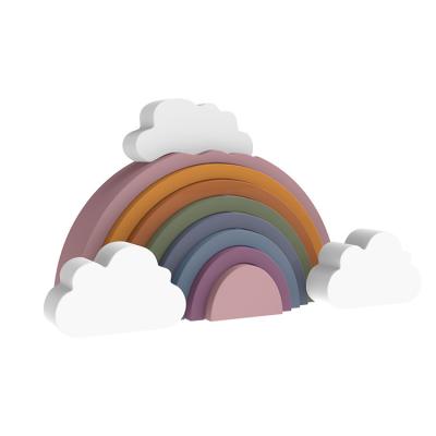 China Educational Toy Children's Funny Colorful Rainbow Circle Cloud Arch Silicone Baby Stack Toys Soft Building Blocks For Game for sale