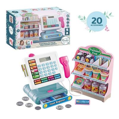 China Funny Happy Cash Register Sets Toys Little Girls Boys Preschool Educational Children Cash Register Set Pretend Play Supermarket Toy for sale