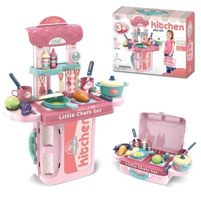 China Funny Happy Buffet Sets Educational Toys 3 In 1 Plastic Suitcase Cooking Pretend Play Kids Tool Kit Kitchen Toys for sale