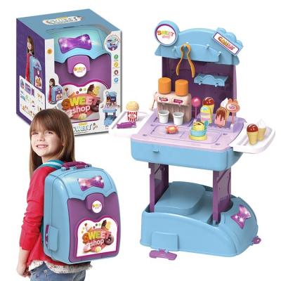 China Funny Happy Buffet Sets Toys For Kids Portable Backpack 2 In 1 Ice Cream Candy Kitchen Pretend Play Toy for sale