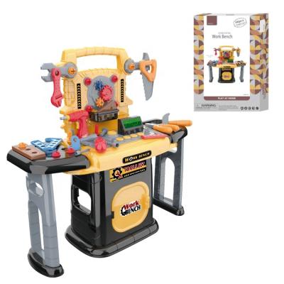 China Funny Happy Cabinet Sets Toys Repair Station Work Bench Electric Drill Educational Plastic Tool Kit Toy For Kids for sale