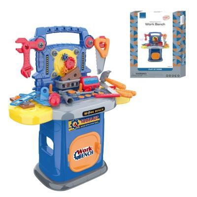 China Funny Happy Cabinet Sets Toys Plastic Pretend Play Room Repair Station Work Bench Kit Kids Tool Set Toys for sale