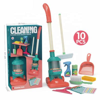 China Funny Happy Cleaning Toys Funny Set 10 Pieces For Kids Plastic Handheld Pretend Play Toys Cleaning Set Vacuum Cleaner for sale