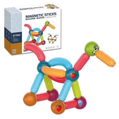 China Funny Happy Magnetic Building Block Sets Educational Flexible Sticks And Balls Model Magnetic Building Block Sets Toys for sale