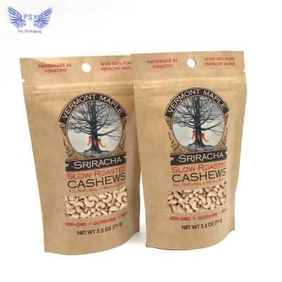China Recyclable Reusable Food Grade Storage Brown Flower Kraft Paper Bag Convenient Biodegradable Ziplock Stand Up Pouch for sale