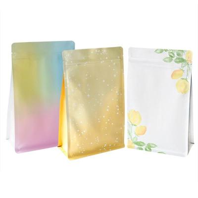 China Free Sample Mylar Reusable Valve Plastic Reusable Flat Bottom Multicolor Fashionable Resealable Re-Seal Recyclable Coffee Bags for sale