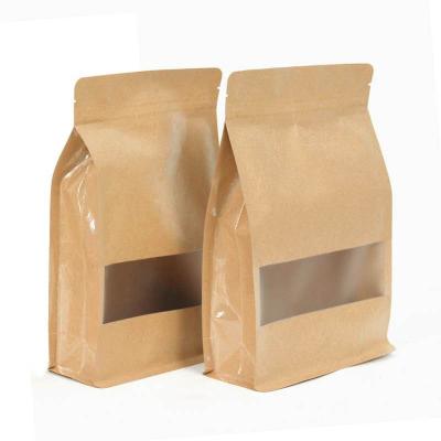 China Recyclable Factory Price Printed Reusable Compostable PE Storage Recyclable Waterproof No Pollution Window Zipper Coffee Paper Bag for sale