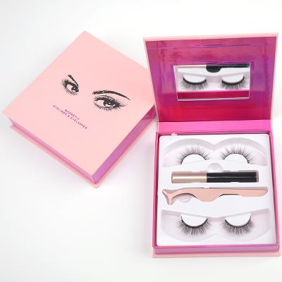 China Wholesale Vegan Magnetic Eyelashes Waterproof Non Stick Magnetic Eyelash Kit with Eyeliner and Eyelash Applicator Tweezers for sale