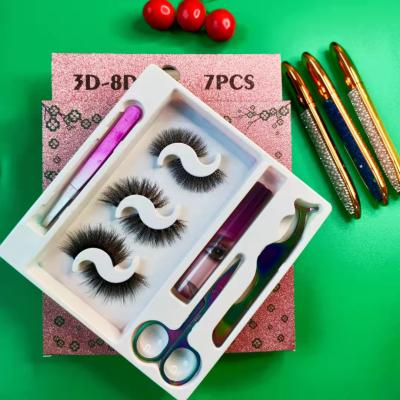 China 25-30 Wholesale Handmade Qingdao Fake 3d Mink Periods Eyelash Fluffy Vendor Mink Strip Lashes Set With Beauty Tools for sale