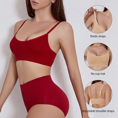 China BS025 QUICK DRY Europe America New Plus Size Sports Sleep Bra Panties Sets Sexy Lingerie Panti Simple Bra Set for sale