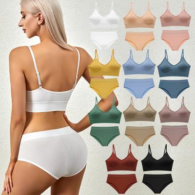 China BS028 Sports QUICK DRY women seamless bra set low sexy thong waist cotton women panties and bra set for sale