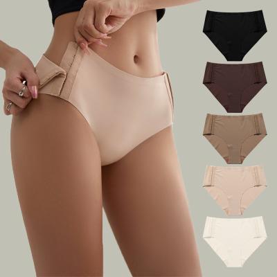 China U315 Amazon Antibacterial Buckle Side Type 2023 Women Seamless Panties Ice Silk Ladies High Waist Mid Waist Adjustable Panties for sale