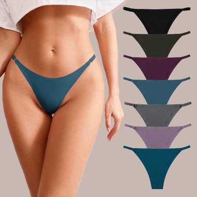 China U324 Traceless Antibacterial Blue Ice Silk Breathable Laser Cutting Seamless Brazilian Tangas Ladies Bikini Straps for sale