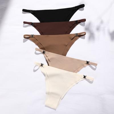 China U327 Custom Pure Solid Color Antibacterial Black T Shaped Loose Women Tangas Females Fitness Sports Panties Thongs for sale