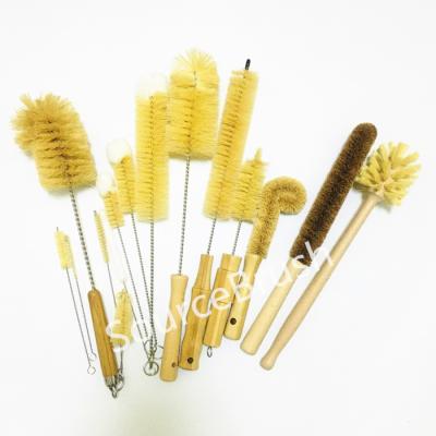 China Sustainable eco friendly bottle brush tree car water glass cleaner coconut sisal bristles long bottles brushes for sale