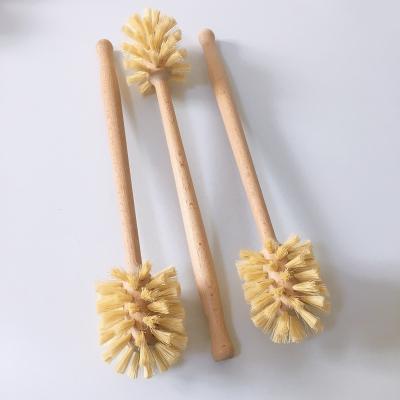 China Sustainable eco friendly natural sisal toilet long handle brush with beech wood handles brush deep bottle cleaner for sale