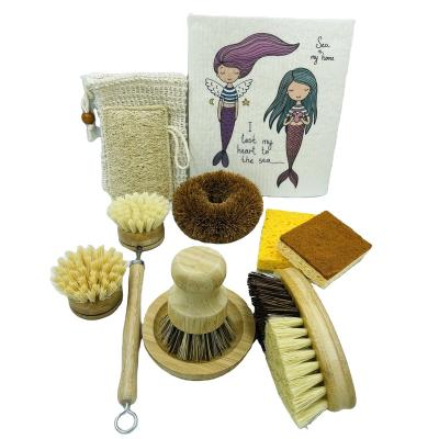 China Sustainable FREE plastic sourcebrush kitchen cleaning brushes set pot pan bowl wash dish clean eco brush for sale