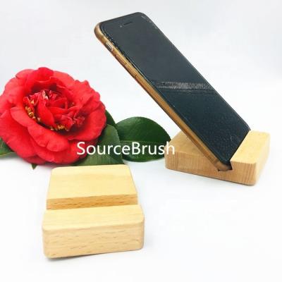 China Natural Handmade Phone Stand Eco Safety Creative Gift Beech Wood Stand Mobile Phone Holder With Cheap Price for sale