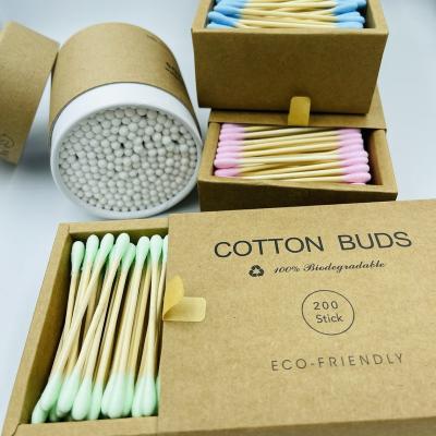 China Beauty Makeup and Retouch Lipstick Cotton Bud Natural Degradable Cotton Pad with Logo Natural Custom Cardboard Box for sale