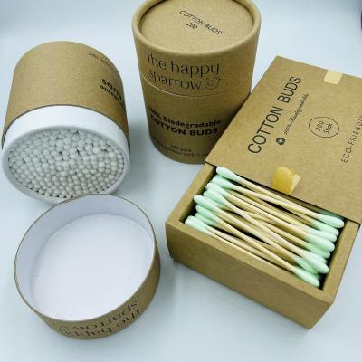 China Natural Degradable Custom Pack Organic Cotton Swab Ear Cleaning Buds Skin Care Personal Makeup Bamboo Swabs for sale