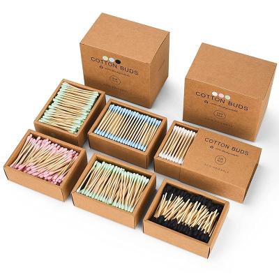 China 200pcs Natural Degradable Cup Packing Person Care Eco Friendly Bamboo Sticks 100% Pure Nature Cotton Bud Swabs for sale