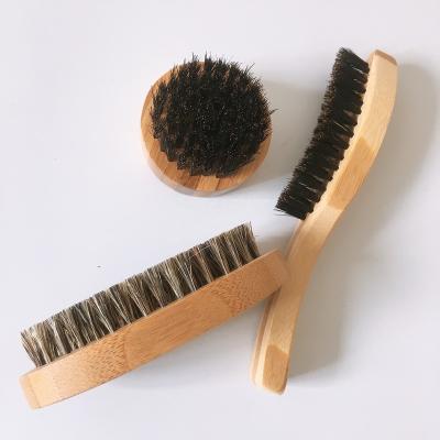 China Sustainable Beauty Sideburns Shave Beard Brush Hairdressers Beard Comb Cleaning Brushes with Boar Hair and Bamboo Handle for sale