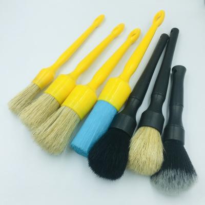 China Clean Detailing Brush New PP Car Yellow Soft Handle Boar Detailing Hair Car Brush Reading Brush Car Seat Wrapping Detailing Brushes Gap for sale